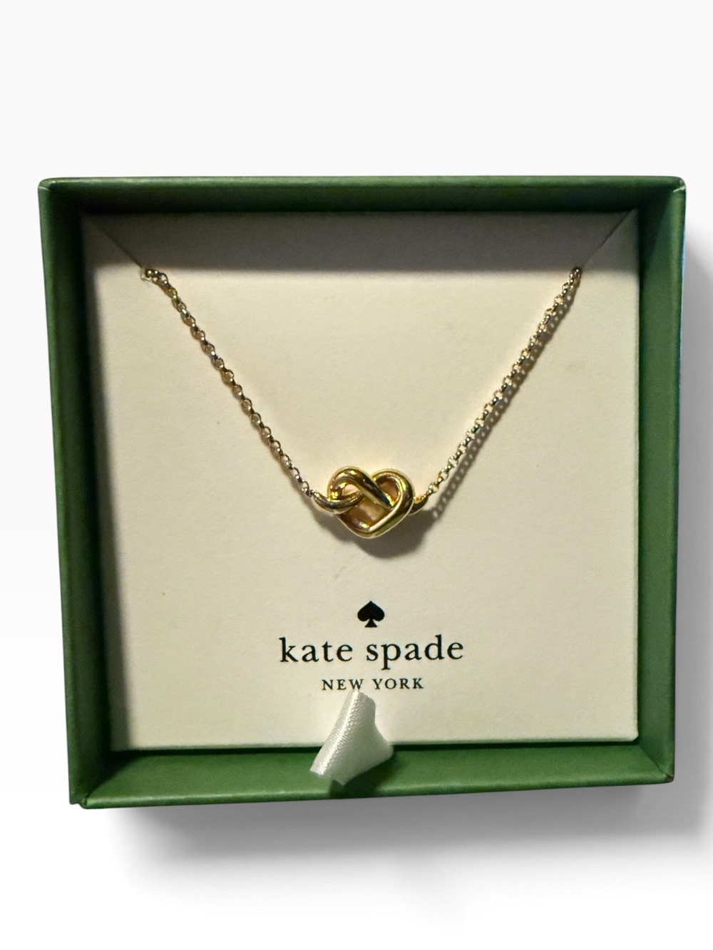 kate spade New York Loves Me Knot Gold Pendant Necklace - NIB